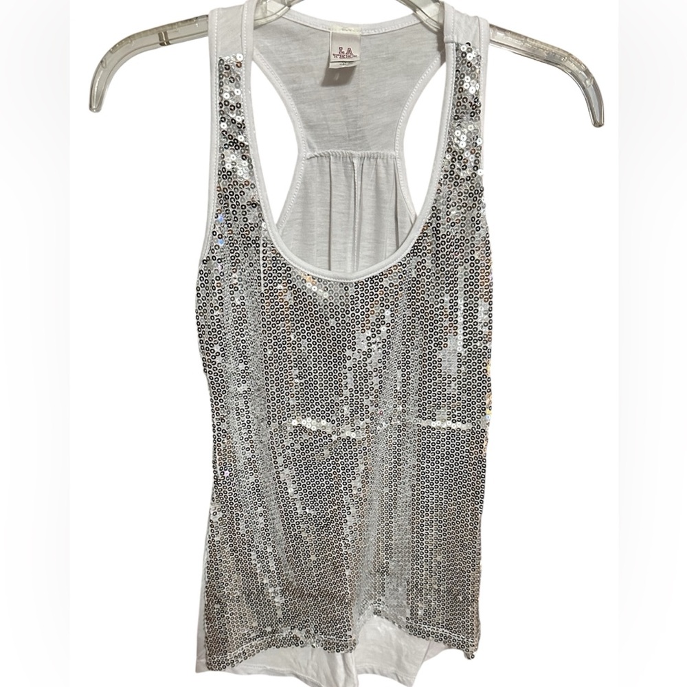 LA Teez Silver Sequin Women's Tank Top- Size M